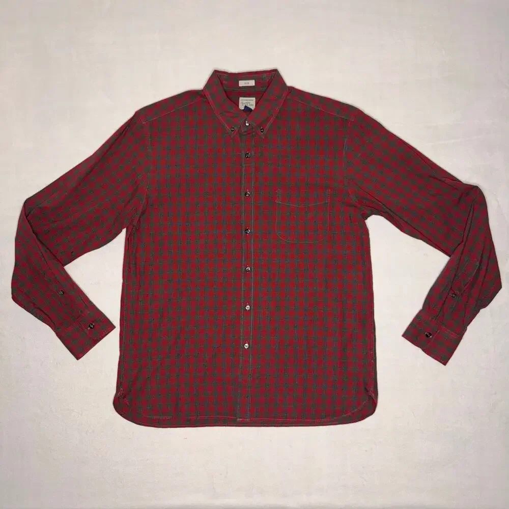 Slim J Crew Button Up Plaid L Men Shirt